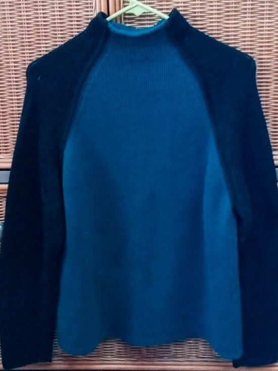Coldwater Creek Sweaters - Cozy & Warm Coldwater Creek Teal & Black Mockneck Versatile Style Sweater